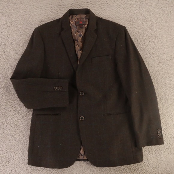 Hopsack Jacket M Brown Check Marled Flecked Donegal Tweed Wool Blend‎ Blazer 42R